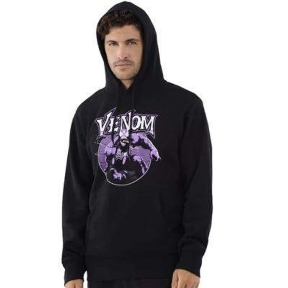 Marvel Venom Hoodie Men 3XL Black Purple Graphic Pullover Mad Engine NWT